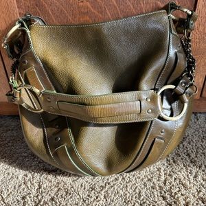 Frye bag olive pebbled leather bucket shoulder